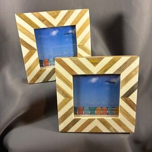Opalhouse Picture Frames 4x4 Set of 2 Photo Frame Wood Chevron Pattern Decor